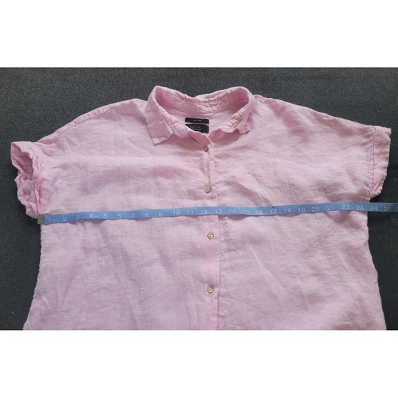 Rachel Roy 100% Linen Button Up‎ Shirt Womens Baby Pink Barbie Beach Vacation L - Picture 7 of 9